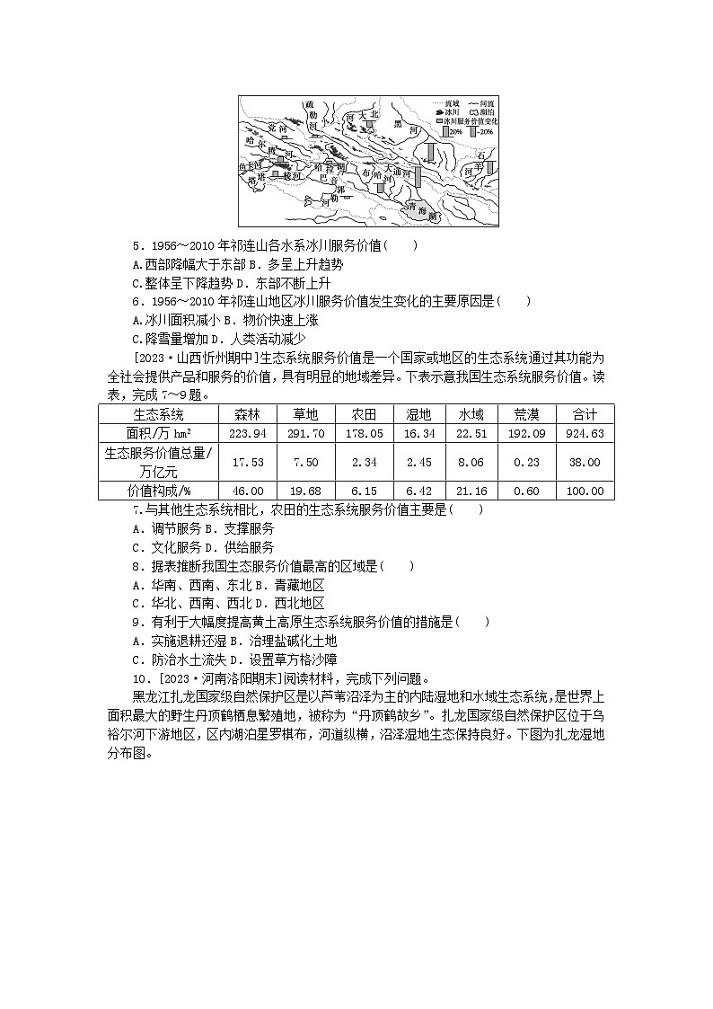 2023版新教材高中地理第一章自然环境与人类社会第一节自然环境的服务功能课时作业新人教版选择性必修302