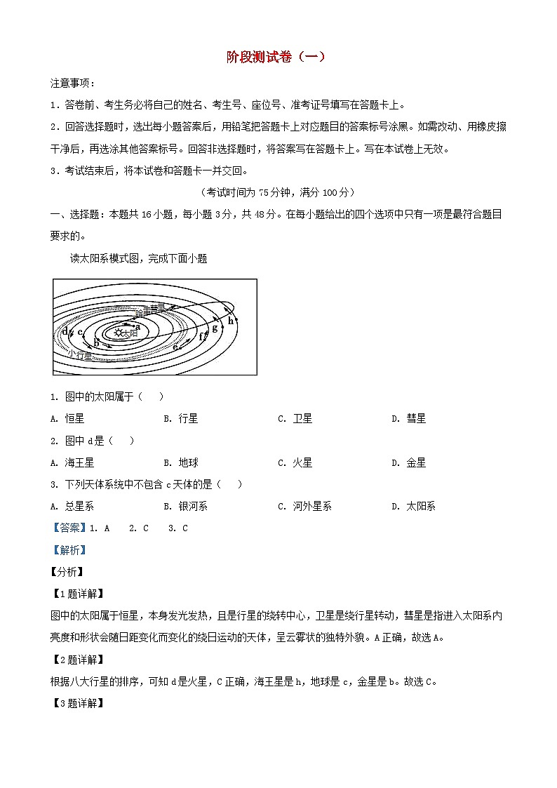 辽宁省阜新市2023_2024学年高一地理上学期9月月考01