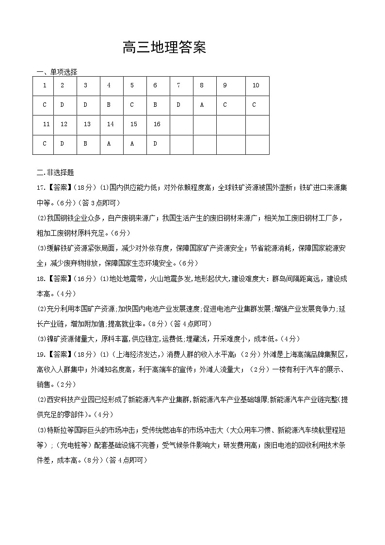 辽宁省辽东南协作体2023-2024学年高三下学期开学考试地理答案第1页