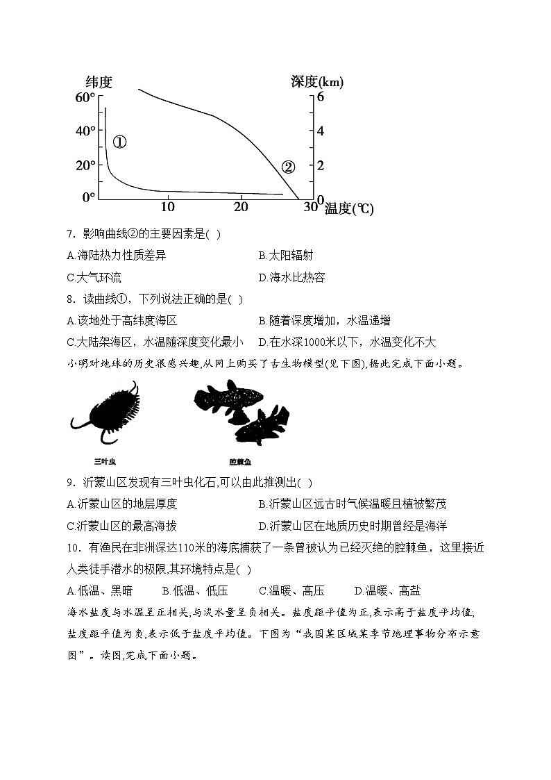 河北省盐山中学2023-2024学年高一下学期开学考试地理试卷(含答案)03