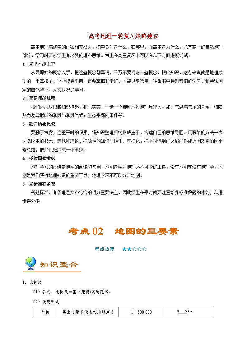 最新高考地理考点一遍过讲义 考点02 地图的三要素第1页