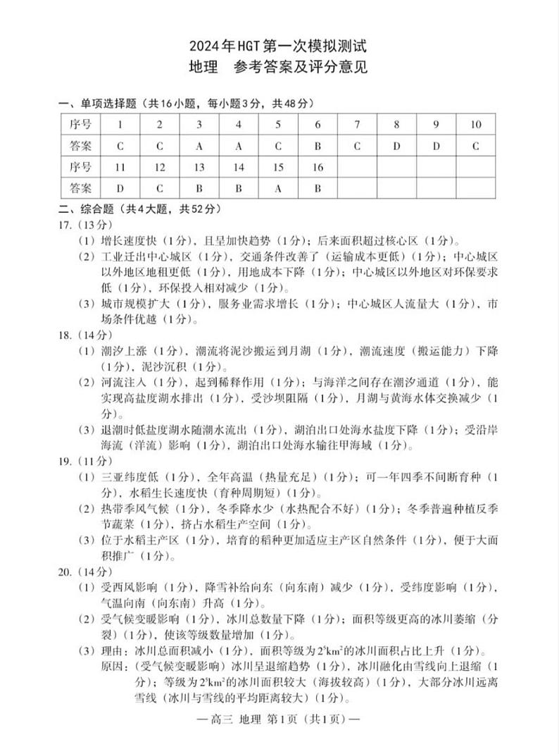 2024南昌高三下学期第一次模拟测试地理PDF版含答案01