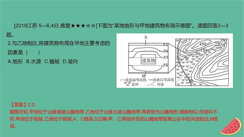 2025版高考地理一轮复习真题精练专题一地图第2练等高线地形图课件第3页