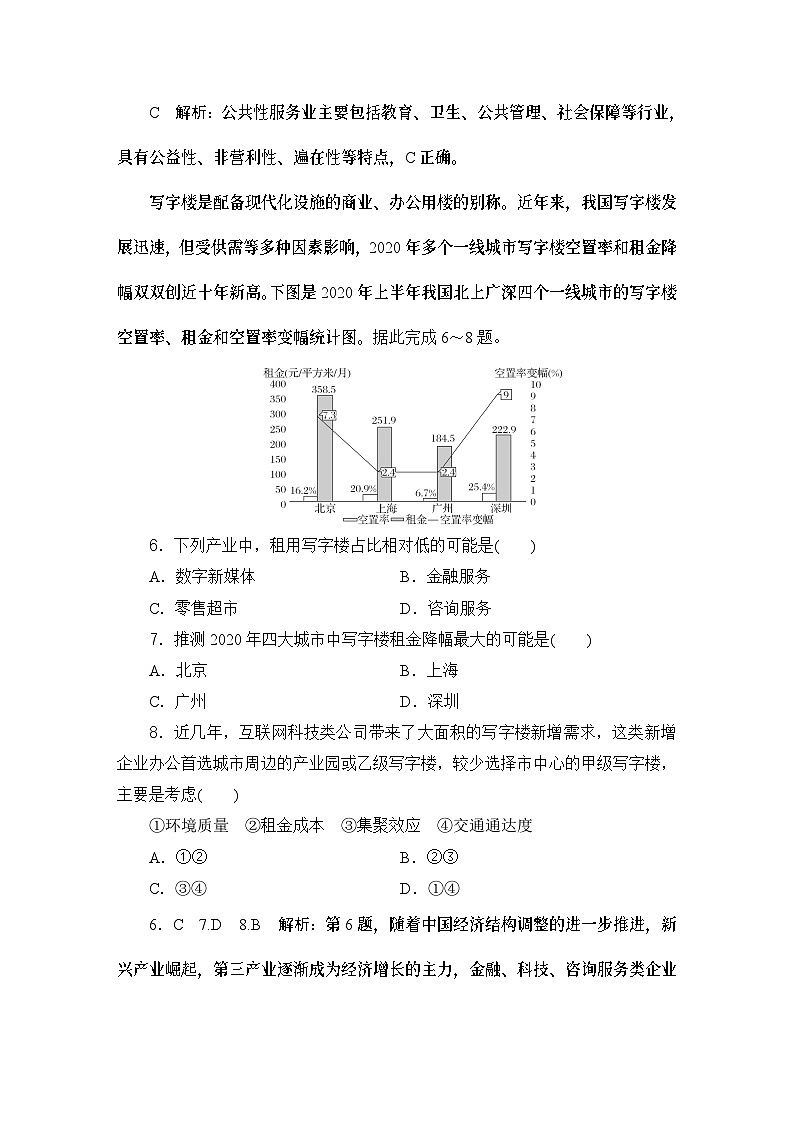 高中地理鲁教版（2019）必修二 第三单元 产业区位选择-课时规范训练(十一)03