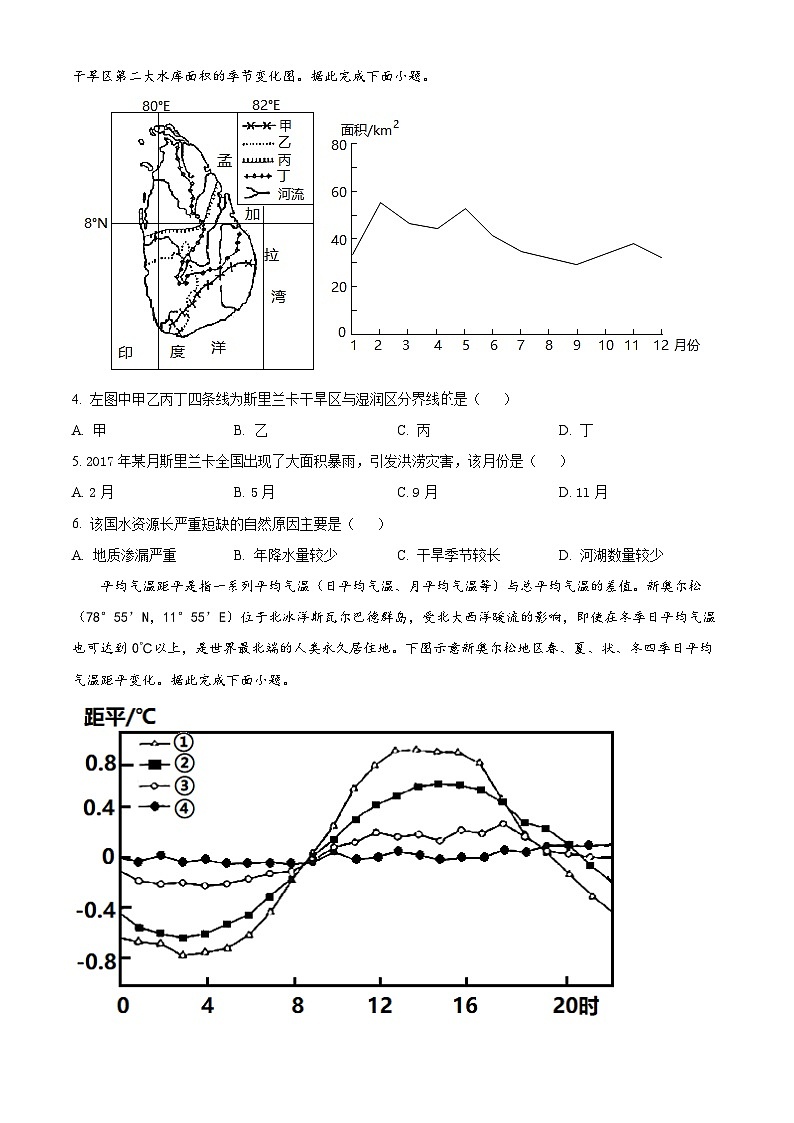 1号卷·A10联盟2022届高三开年考文综地理试题  Word版无答案第2页