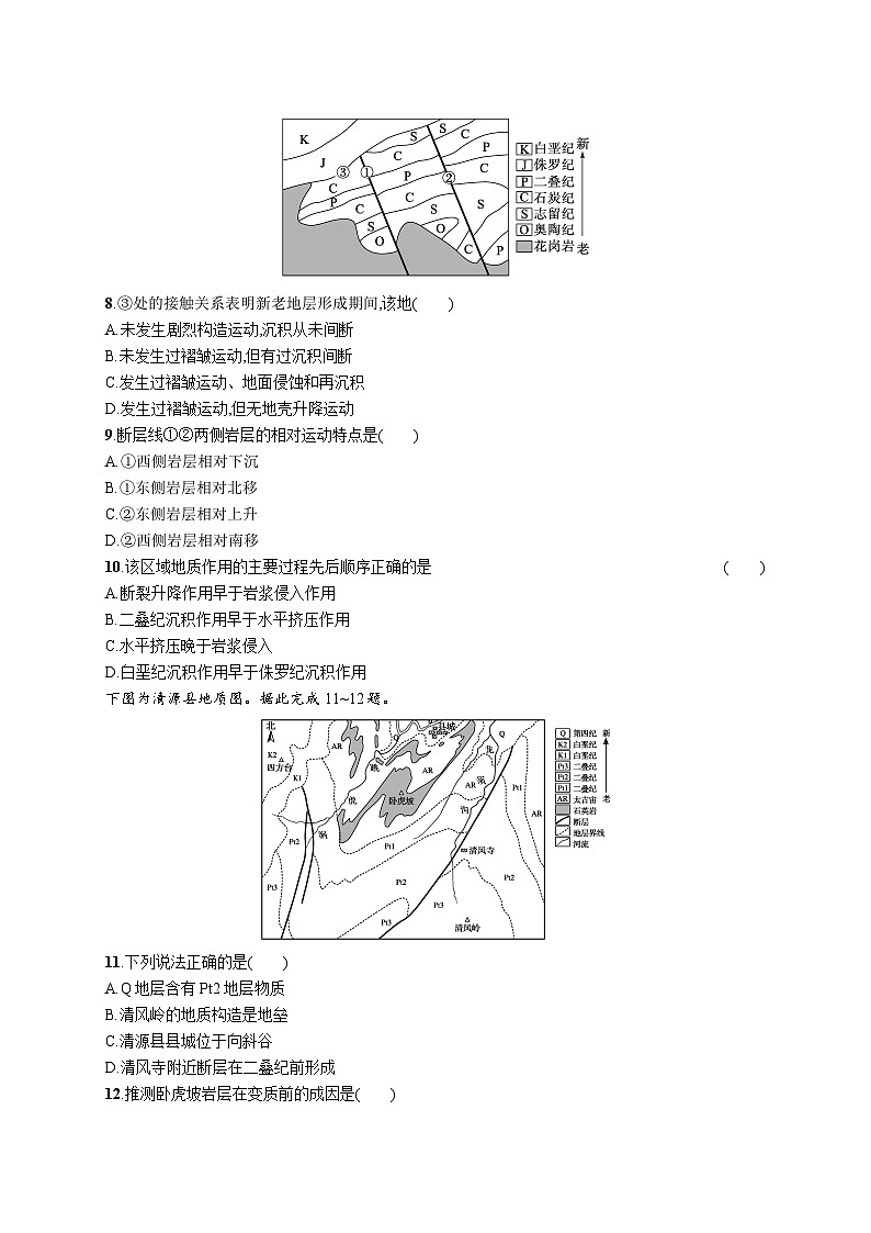 高考总复习优化设计一轮用书地理配人教版(适用于新高考新教材)word课时规范练25地质构造与地貌03