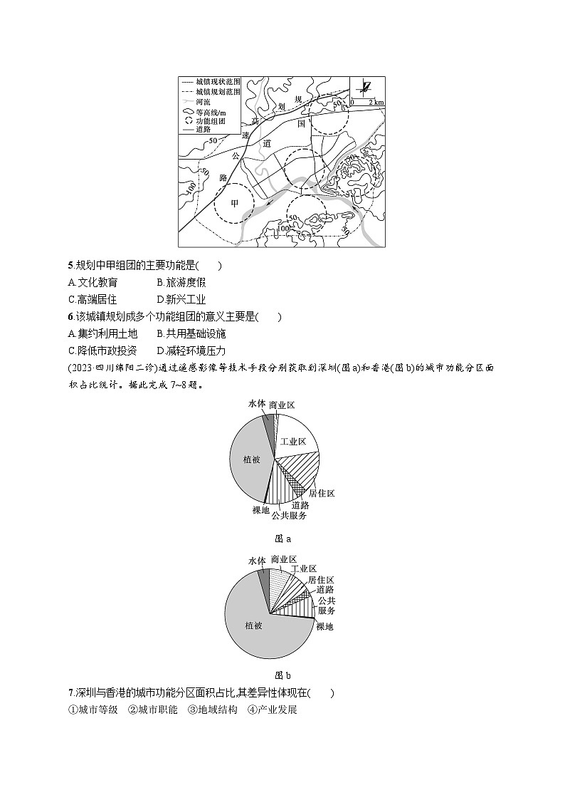 高考总复习优化设计一轮用书地理配人教版(适用于新高考新教材)word课时规范练38乡村和城镇空间结构第2页