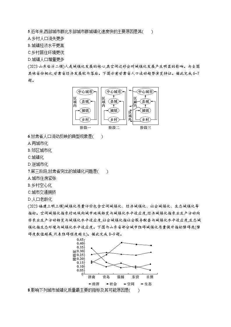 高考总复习优化设计一轮用书地理配人教版(适用于新高考新教材)word课时规范练40城镇化02