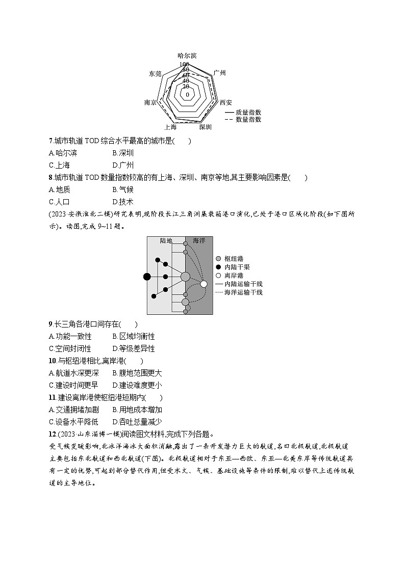 高考总复习优化设计一轮用书地理配人教版(适用于新高考新教材)word课时规范练44区域发展对交通运输布局的影响第3页