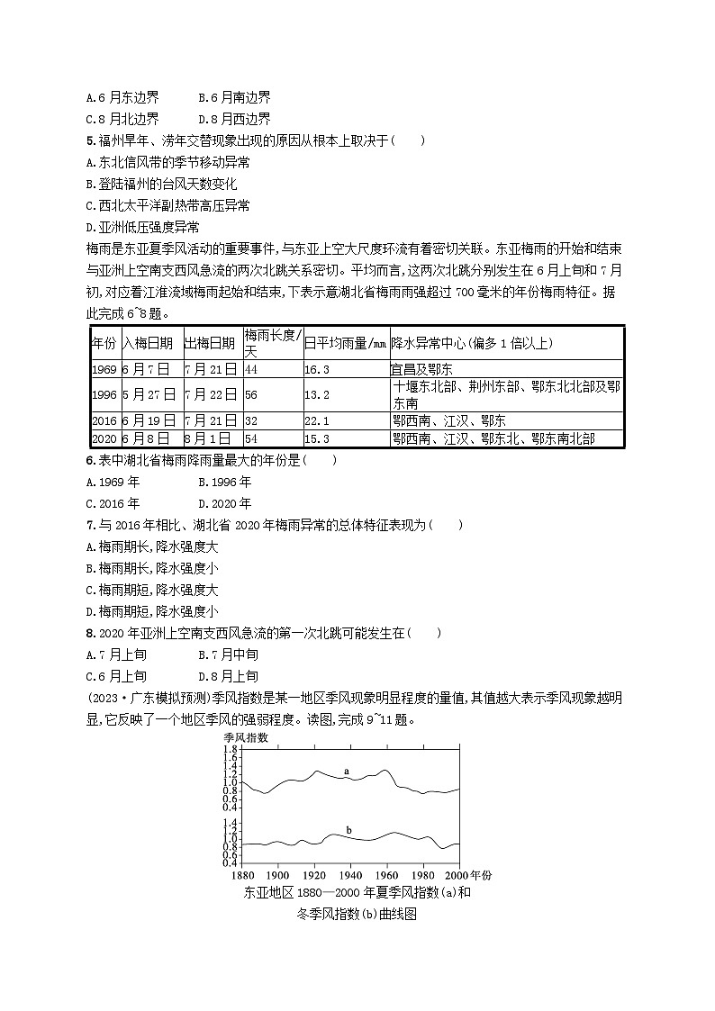 备战2025届高考地理一轮总复习课时规范练16海陆分布对气压带风带的影响第2页