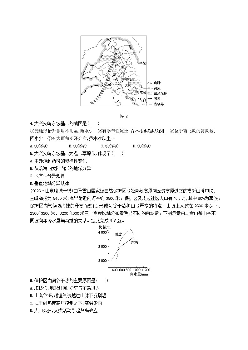 备战2025届高考地理一轮总复习课时规范练32陆地地域分异规律地方性分异规律02