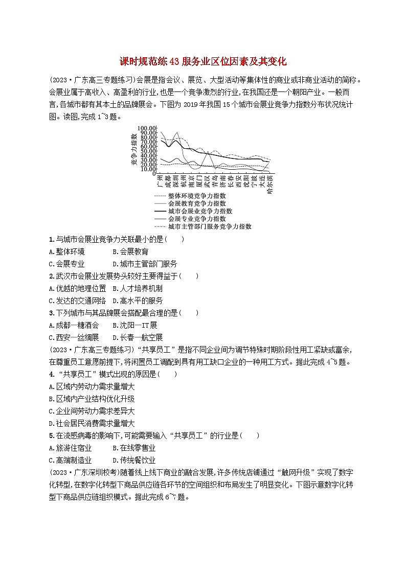 备战2025届高考地理一轮总复习课时规范练43服务业区位因素及其变化第1页