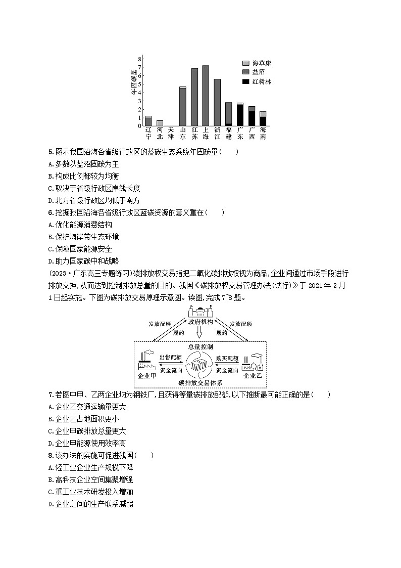 备战2025届高考地理一轮总复习课时规范练64全球气候变化与国家安全02