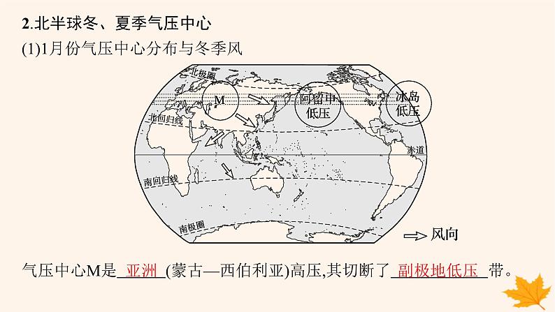 备战2025届高考地理一轮总复习第1篇自然地理第3章地球上的大气第4讲课时2海陆分布对气压带风带的影响课件第5页