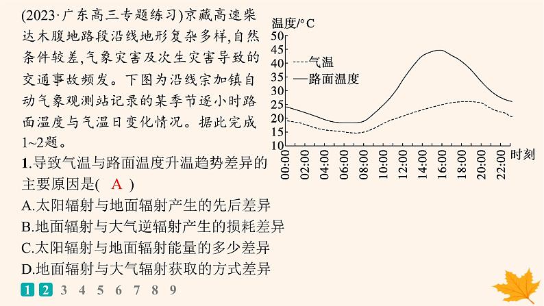 备战2025届高考地理一轮总复习第1篇自然地理第3章地球上的大气课时规范练11大气的组成垂直分层和受热过程课件02