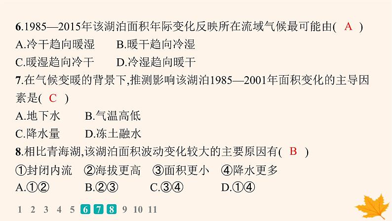 备战2025届高考地理一轮总复习第1篇自然地理第4章地球上的水课时规范练20陆地水体及其相互关系含湖泊课件08