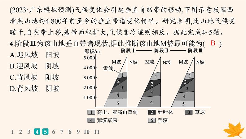 备战2025届高考地理一轮总复习第1篇自然地理第6章自然环境的整体性和差异性课时规范练33垂直地域分异规律课件第6页