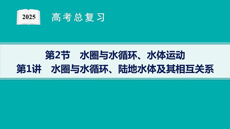 第3单元 从地球圈层看地表环境 第2节 第1讲 水圈与水循环、陆地水体及其相互关系 2025年高考地理一轮总复习课件+习题鲁教版（新高考新教材）01