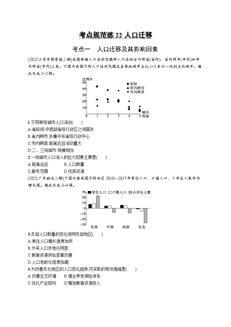 考点规范练22人口迁移第1页