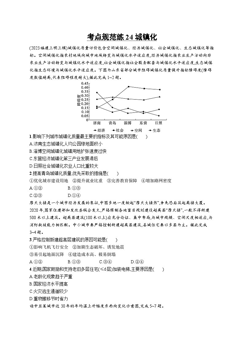 第7单元 乡村和城镇 第2节 城镇化 2025年高考地理一轮总复习课件+习题鲁教版（新高考新教材）01