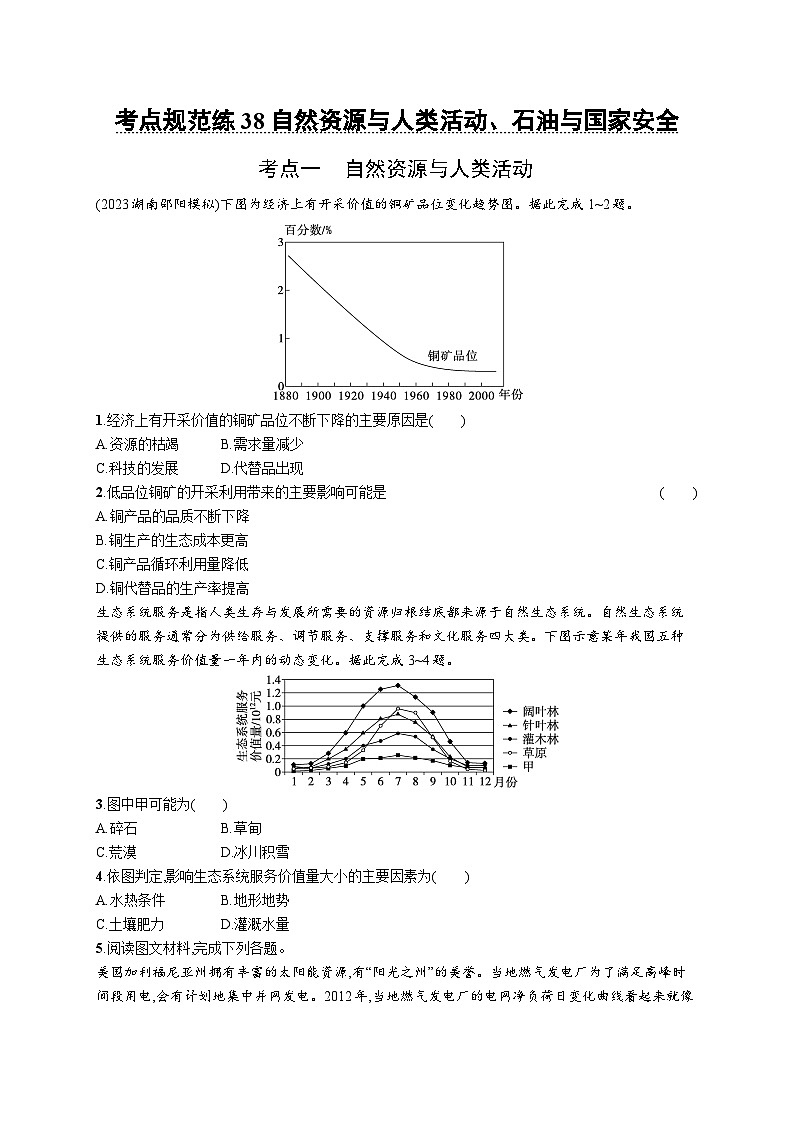 第14单元 自然资源与国家安全 第1节 自然资源与人类活动、石油与国家安全 2025年高考地理一轮总复习课件+习题鲁教版（新高考新教材）01
