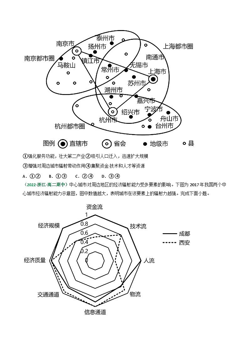 专题34 大都市的辐射功能（精选练习）-备战高考地理一轮复习全考点精讲练（浙江专用）(原卷版）第2页