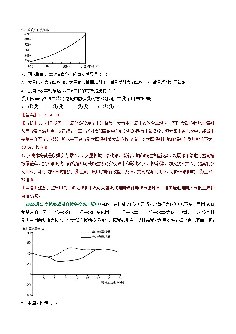 专题45 碳排放与国际减排合作（精选练习）-备战高考地理一轮复习全考点精讲练（浙江专用）02