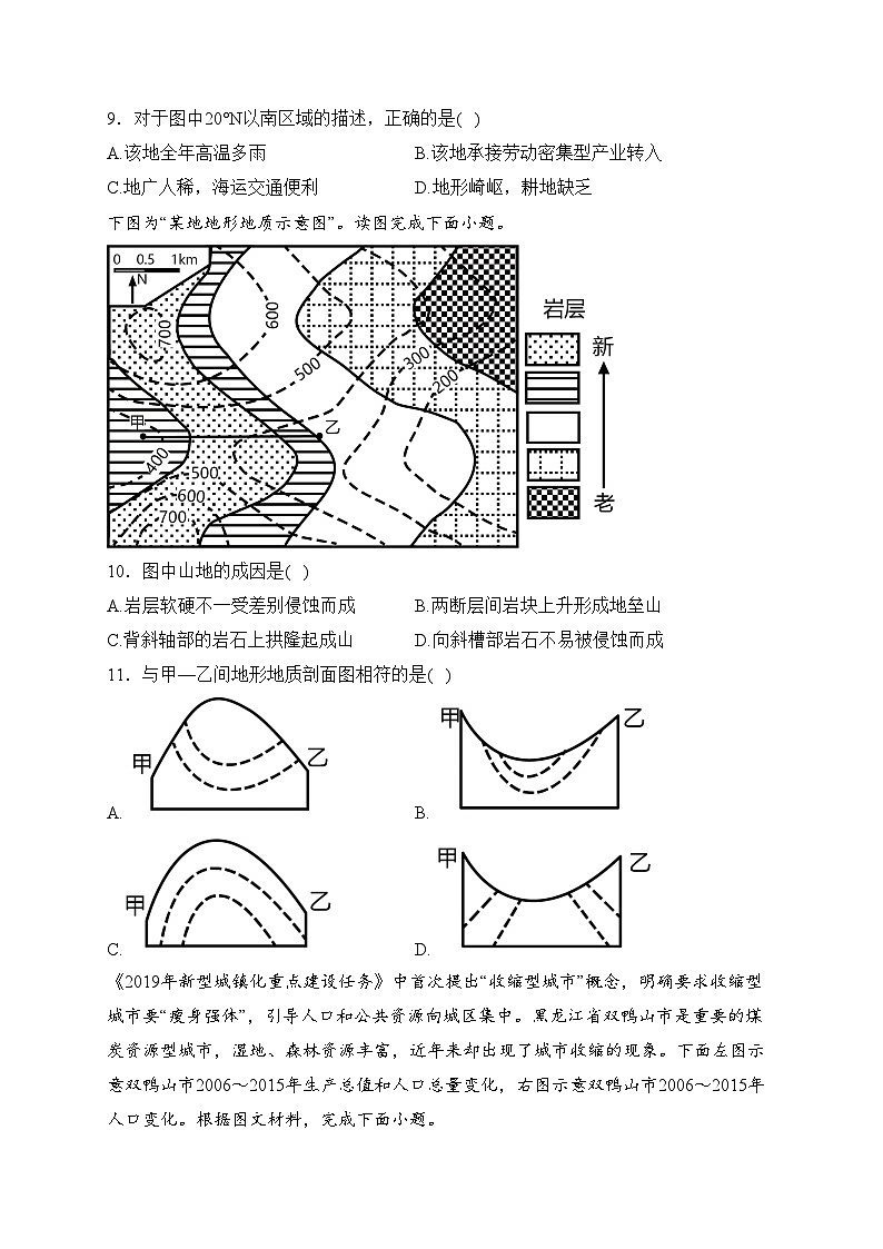 湖南省岳阳市岳阳县2024届高三下学期开学考试地理试卷(含答案)03