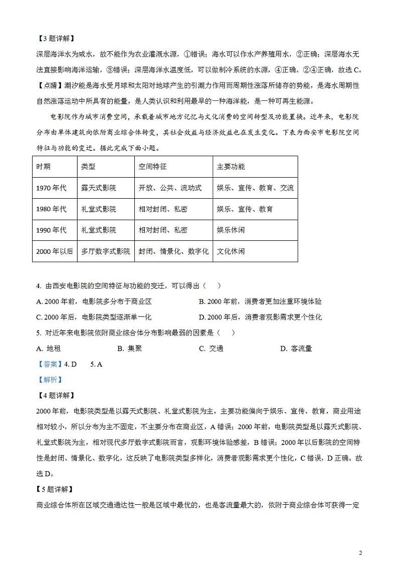 2024届安徽省蚌埠市高三下学期第三次教学质量检查考试地理试卷含解析第2页