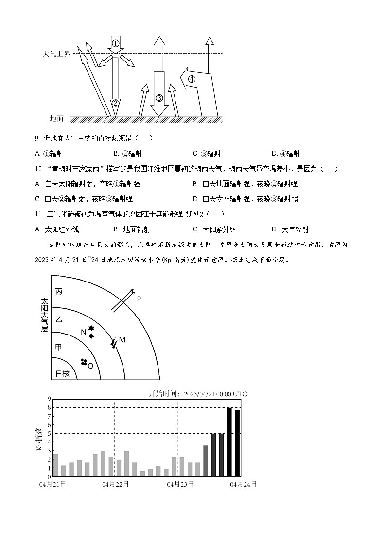 精品解析：四川省资阳市外国语实验学校2023-2024学年高一上学期期末考试地理试题（原卷版）第3页