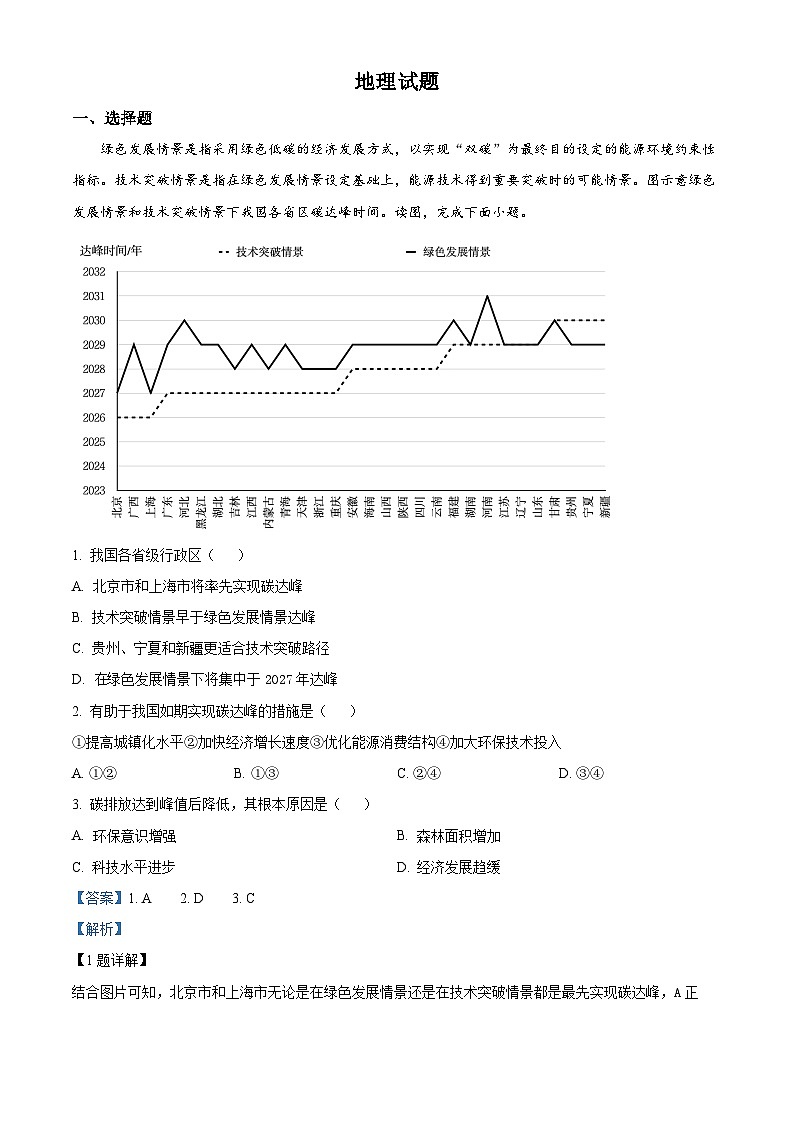 精品解析：山东省临沂市兰山区临沂商城外国语学校2023-2024学年高二下学期3月月考地理试题（解析版）第1页