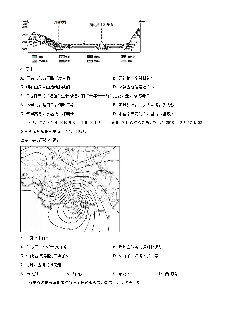 北京市顺义区第九中学2023-2024学年高三下学期3月月考地理试题（原卷版+解析版）02