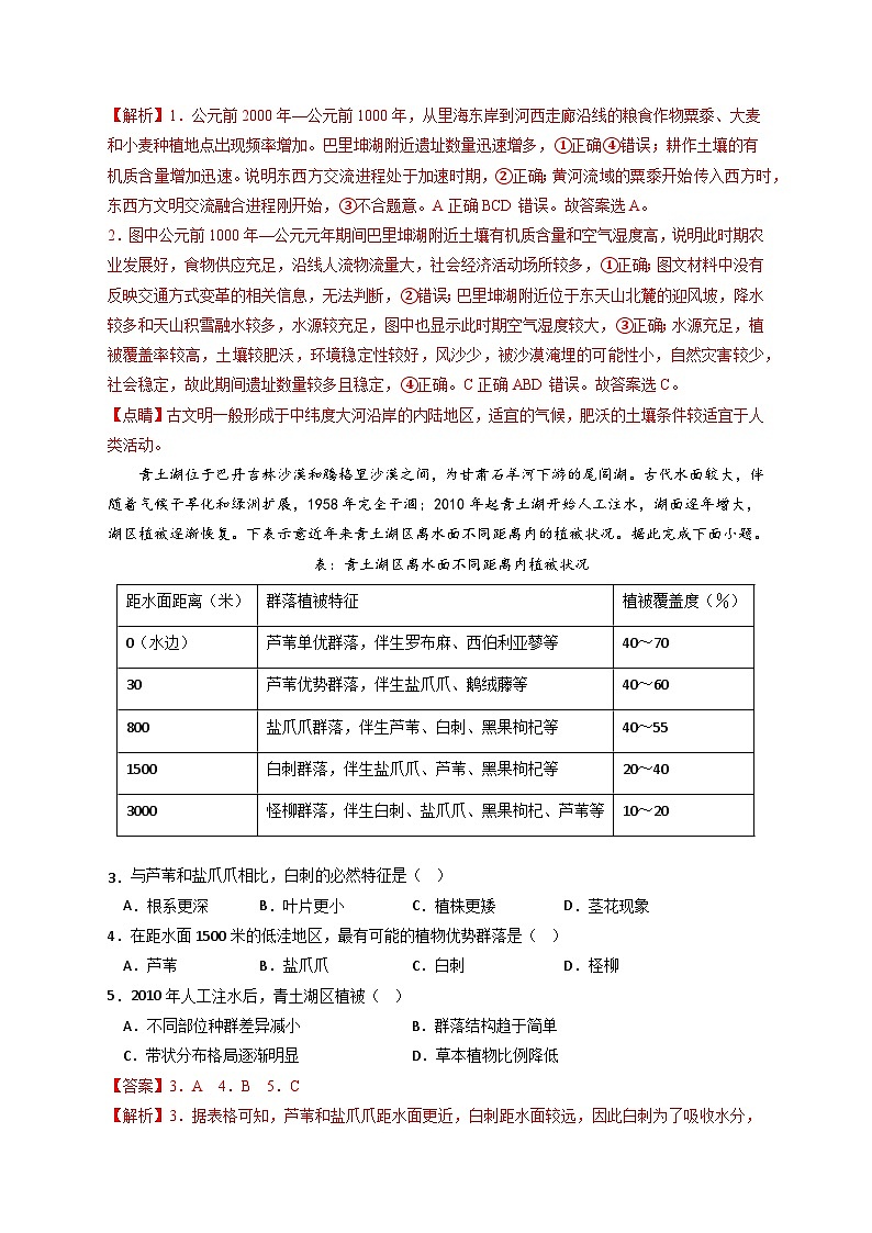 黄金卷07-【赢在高考·黄金8卷】备战最新高考地理模拟卷（浙江专用）02