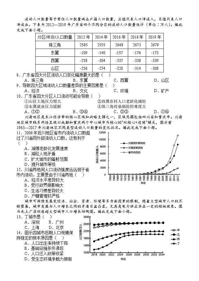 2023南阳六校高三第一次联考试题地理含解析02