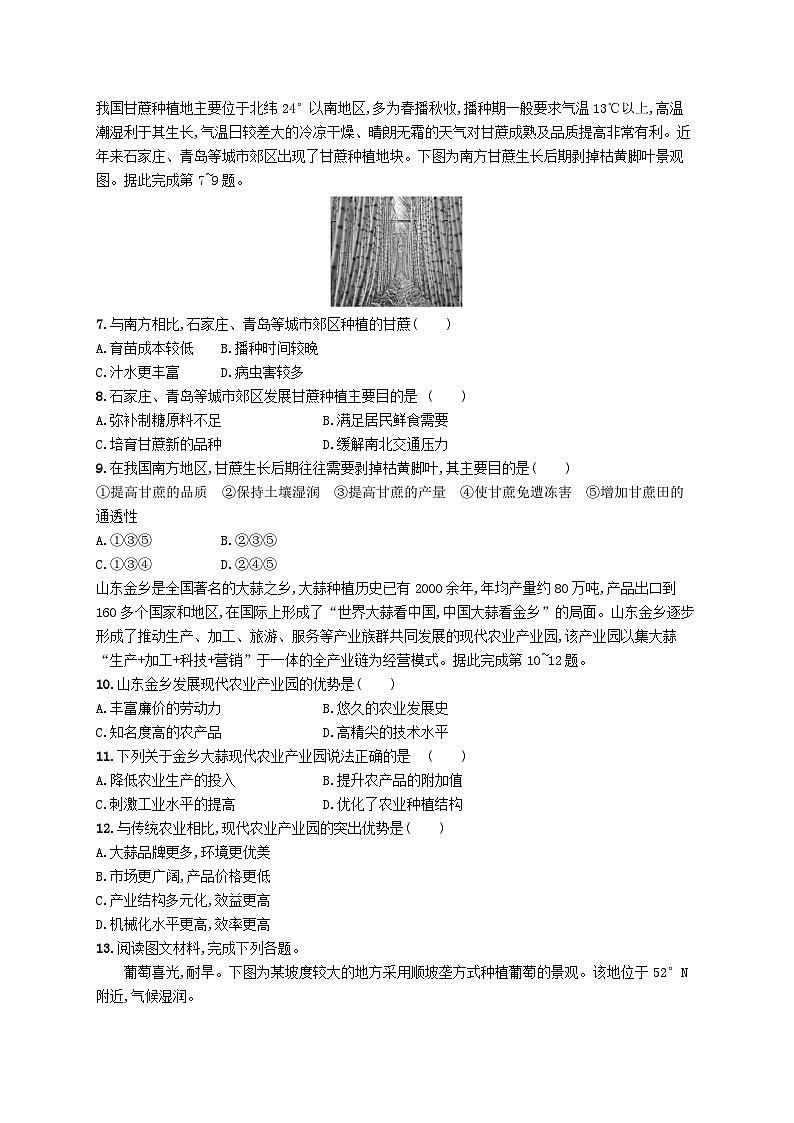 2025届高考地理一轮复习专项练习课时规范练27农业区位因素及其变化第2页
