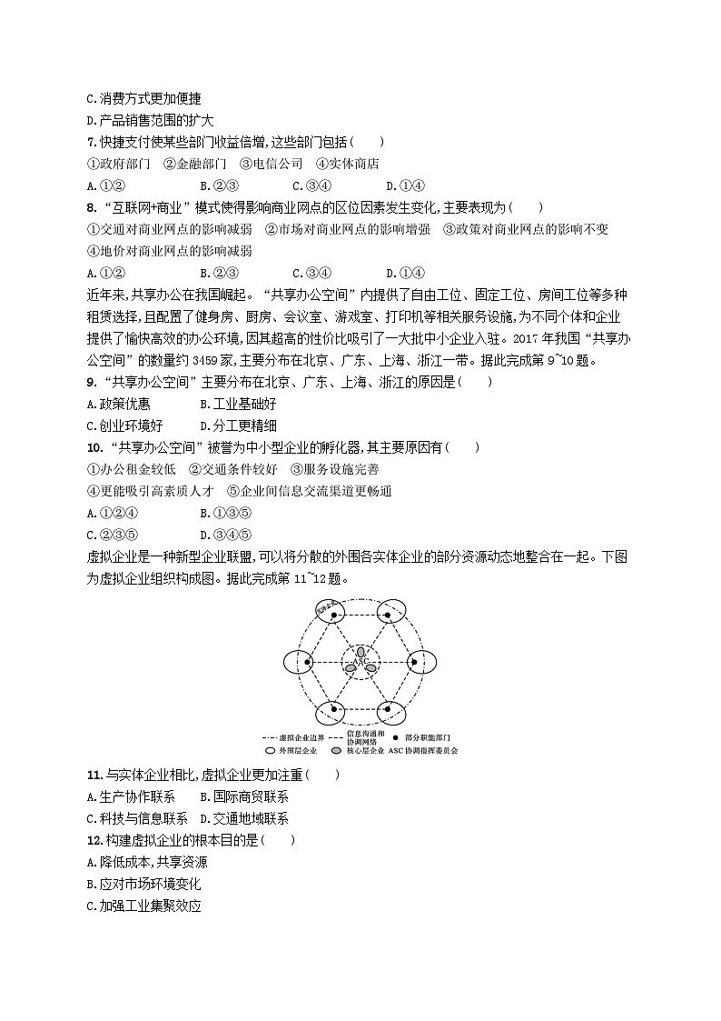 2025届高考地理一轮复习专项练习课时规范练29服务业区位因素及其变化02