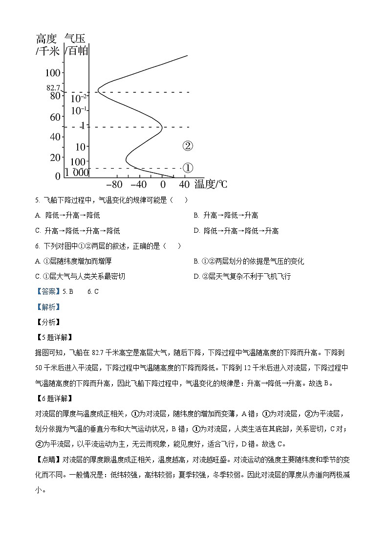 湖南省株洲市世纪星高级中学2023-2024学年高一下学期第一次月考地理试题（原卷版+解析版）03