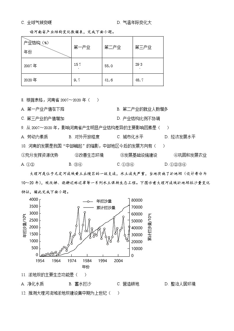 精品解析：福建省华安县第一中学2023-2024学年高二下学期3月月考地理试题（原卷版）第3页