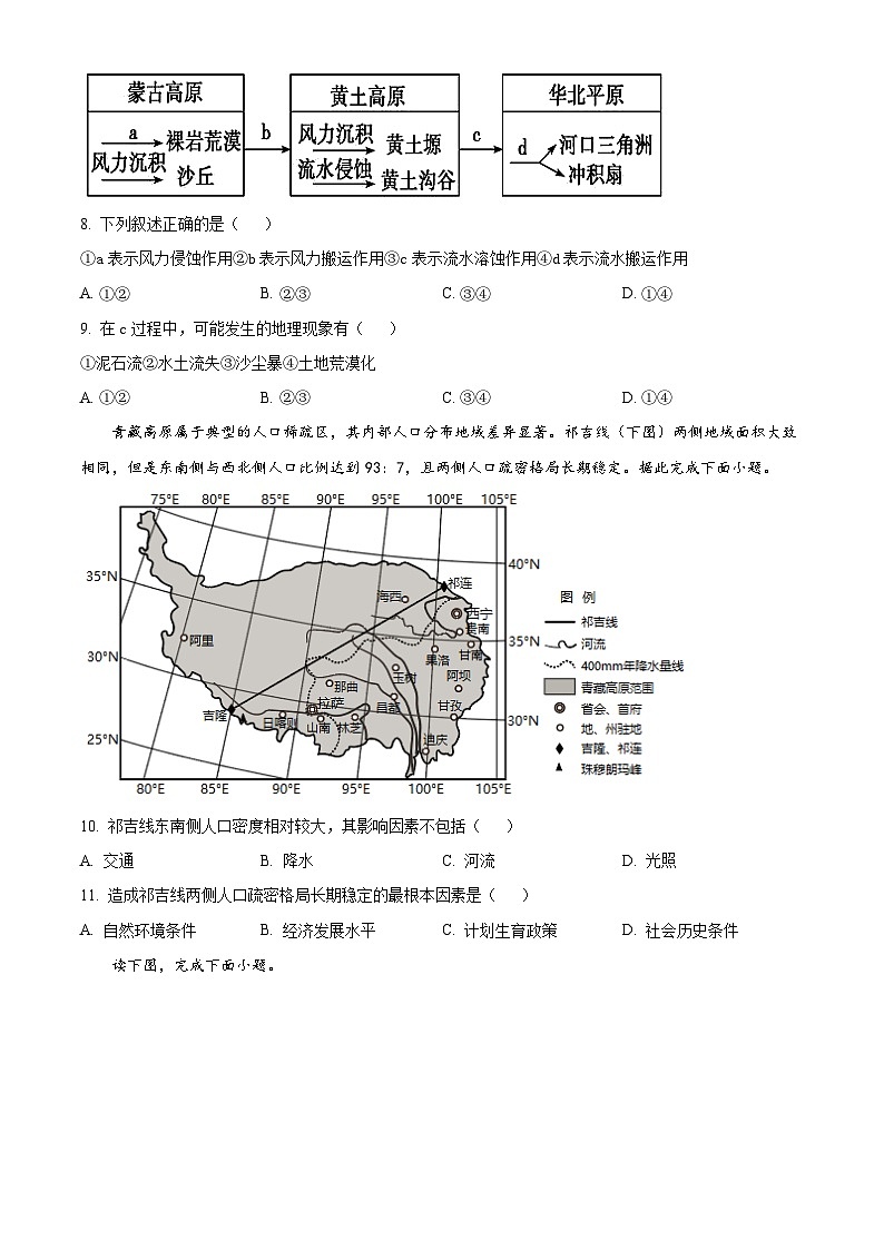 精品解析：陕西省安康市高新中学等学校2023-2024学年高一下学期3月月考地理试题（原卷版）第3页