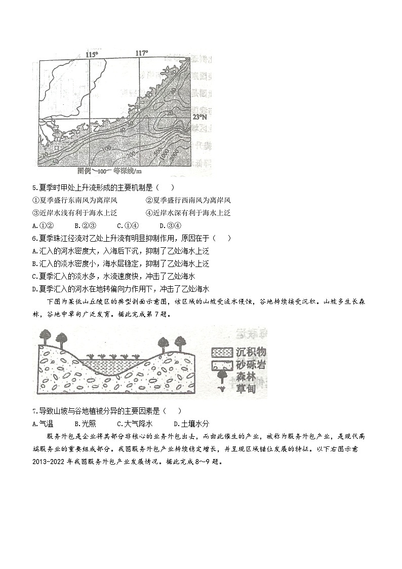 2024届天津市红桥区高三一模地理试卷(无答案)第2页
