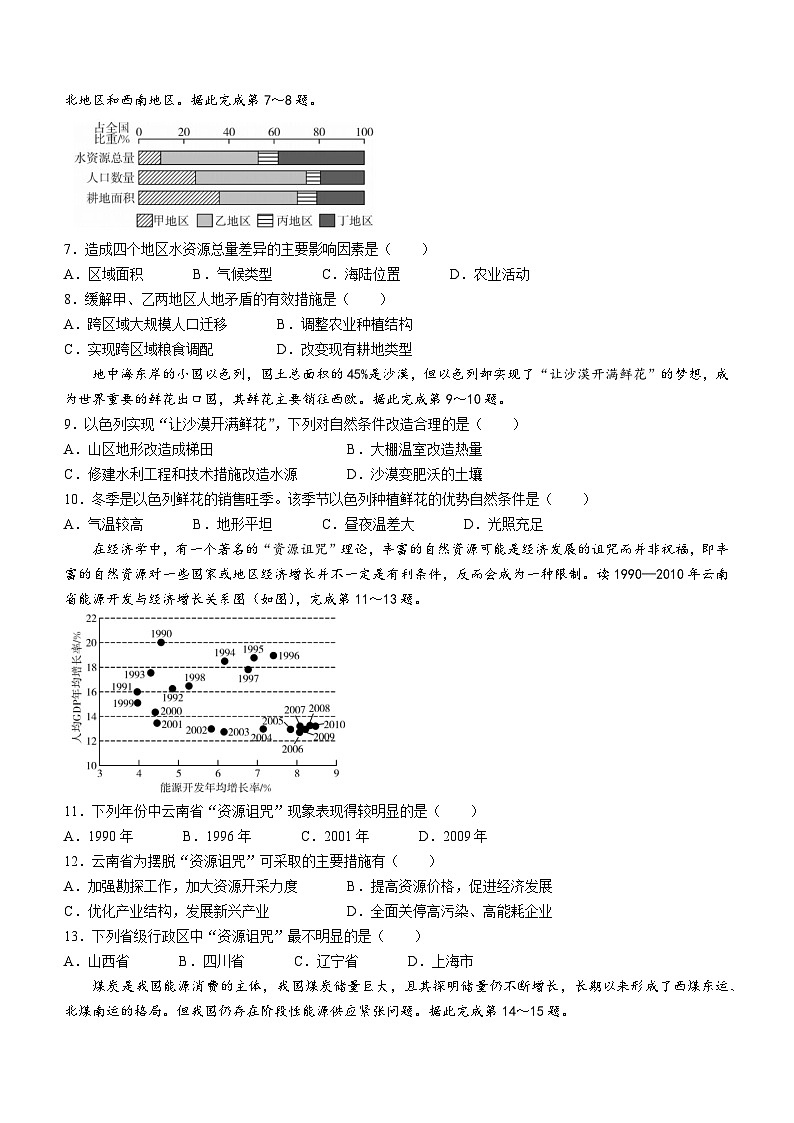河北省沧州市吴桥县吴桥中学2023-2024学年高二下学期3月月考地理试题02