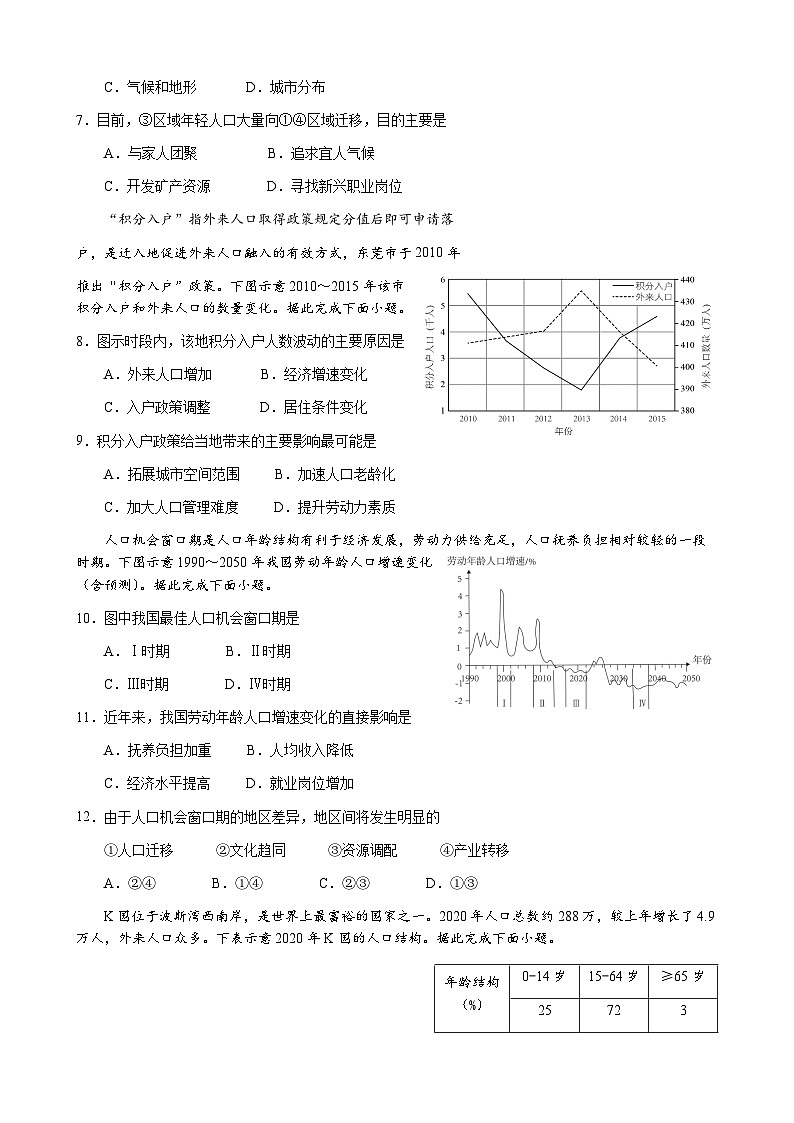 福建省厦门大学附属科技中学2023-2024学年高一下学期3月阶段性测试地理试卷（Word版附解析）02