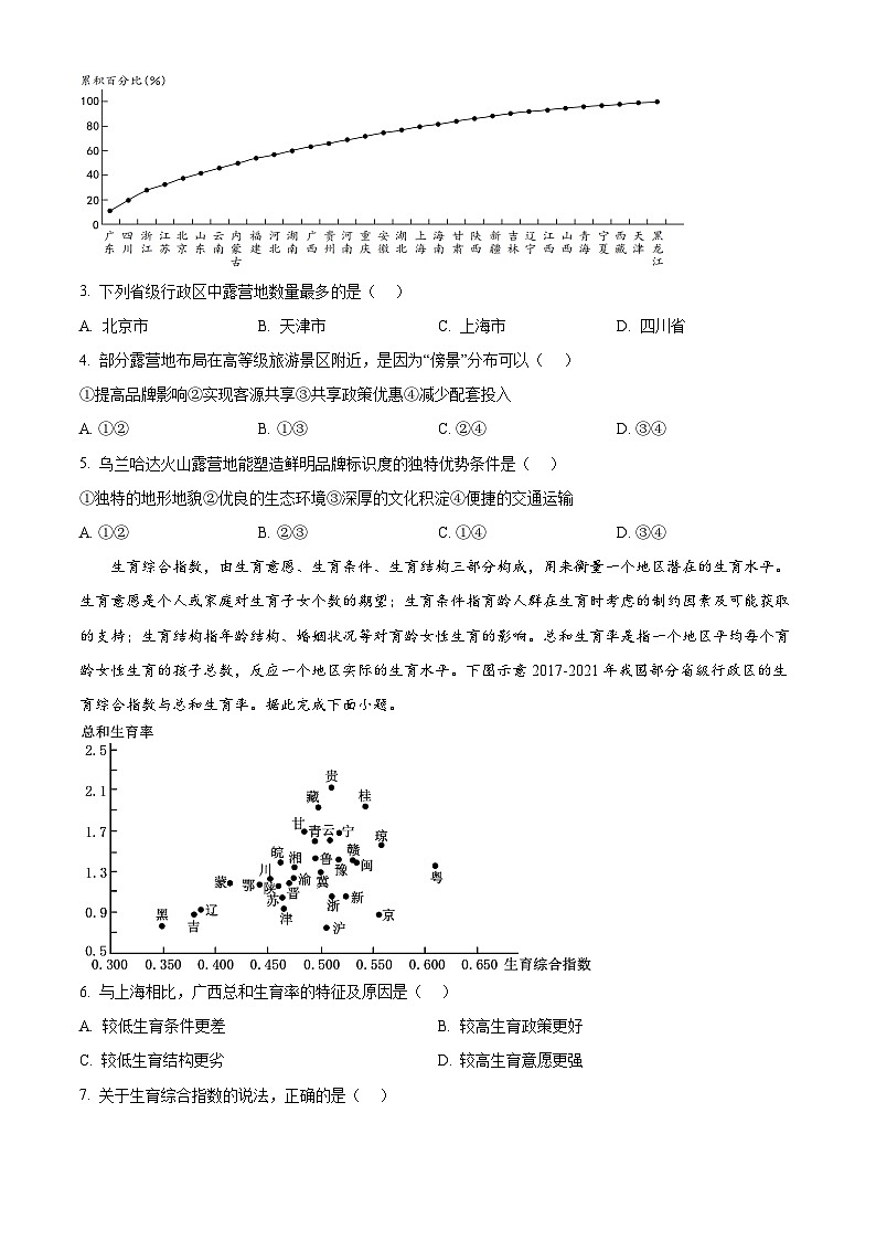 2024届湖南省常德市高三下学期一模考试地理试题（原卷版+解析版）02