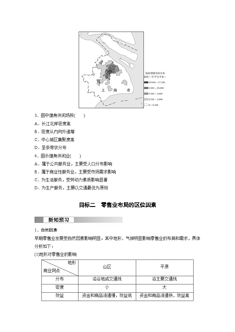 第三章 产业区位因素 第三节 服务业区位因素及其变化  课时1 服务业区位因素  学案（含答案）-2024春高中地理必修2（人教版）第3页