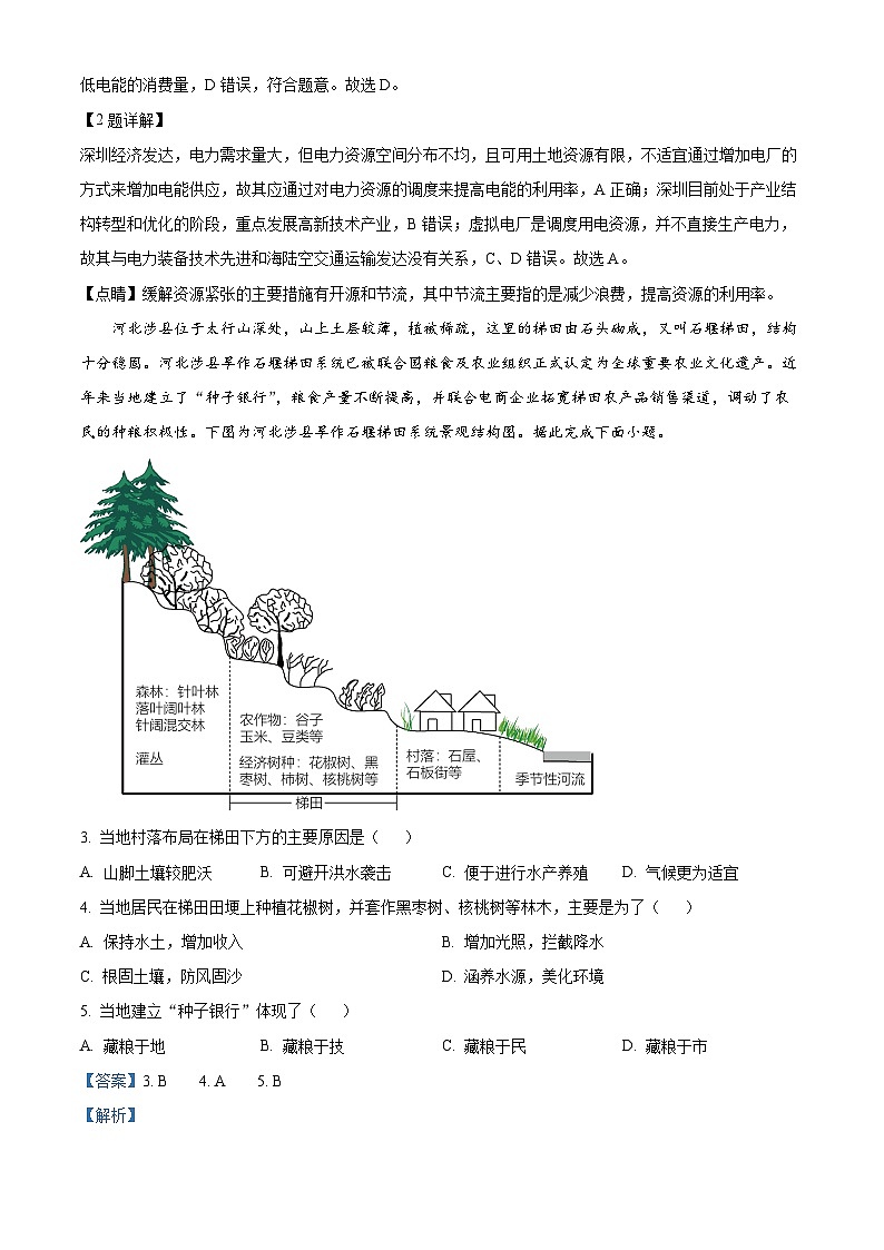 江西省宜春市丰城中学2023-2024学年高二下学期3月月考地理试题（原卷版+解析版）02