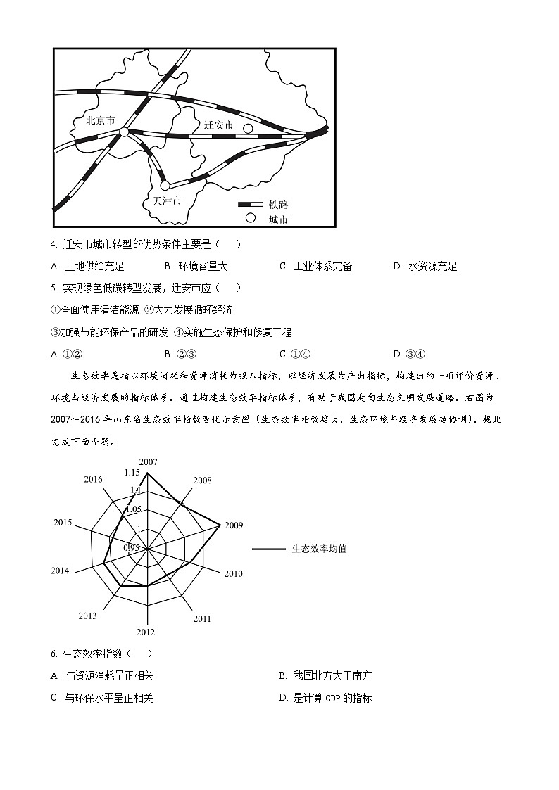 河北省石家庄市赵县七县联考2023-2024学年高二下学期3月月考地理试题（原卷版）第2页