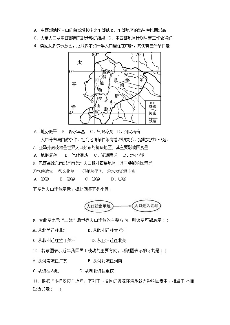 山西省晋中市祁县2023-2024学年高一下学期开学考试地理模拟试题（附答案）02