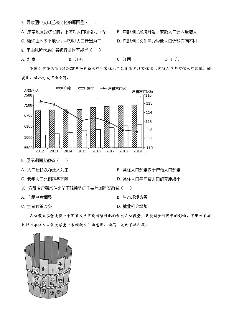 河北省邯郸市部分学校2023-2024学年高一下学期3月月考地理试卷（Word版附解析）03