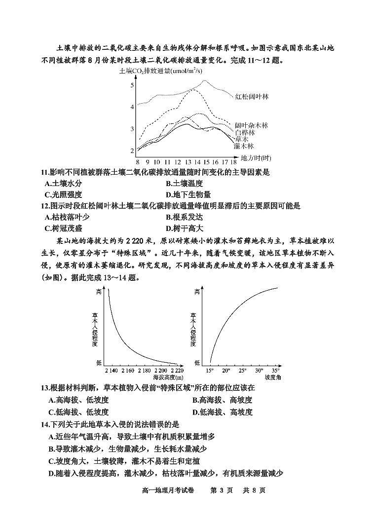 甘肃省兰州市第一中学2023-2024学年高一下学期3月月考地理试题（PDF版附答案）03