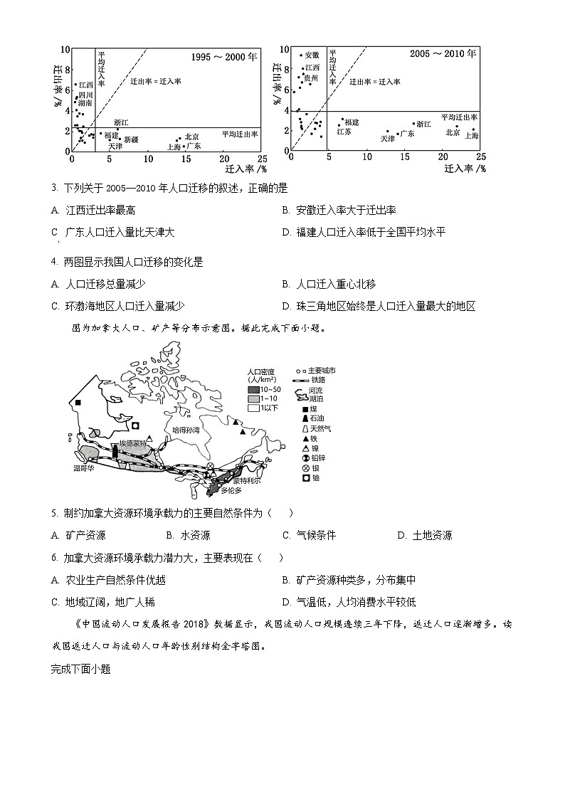 江苏省江阴市某校2023-2024学年高一下学期3月学情调研地理试题（原卷版）第2页